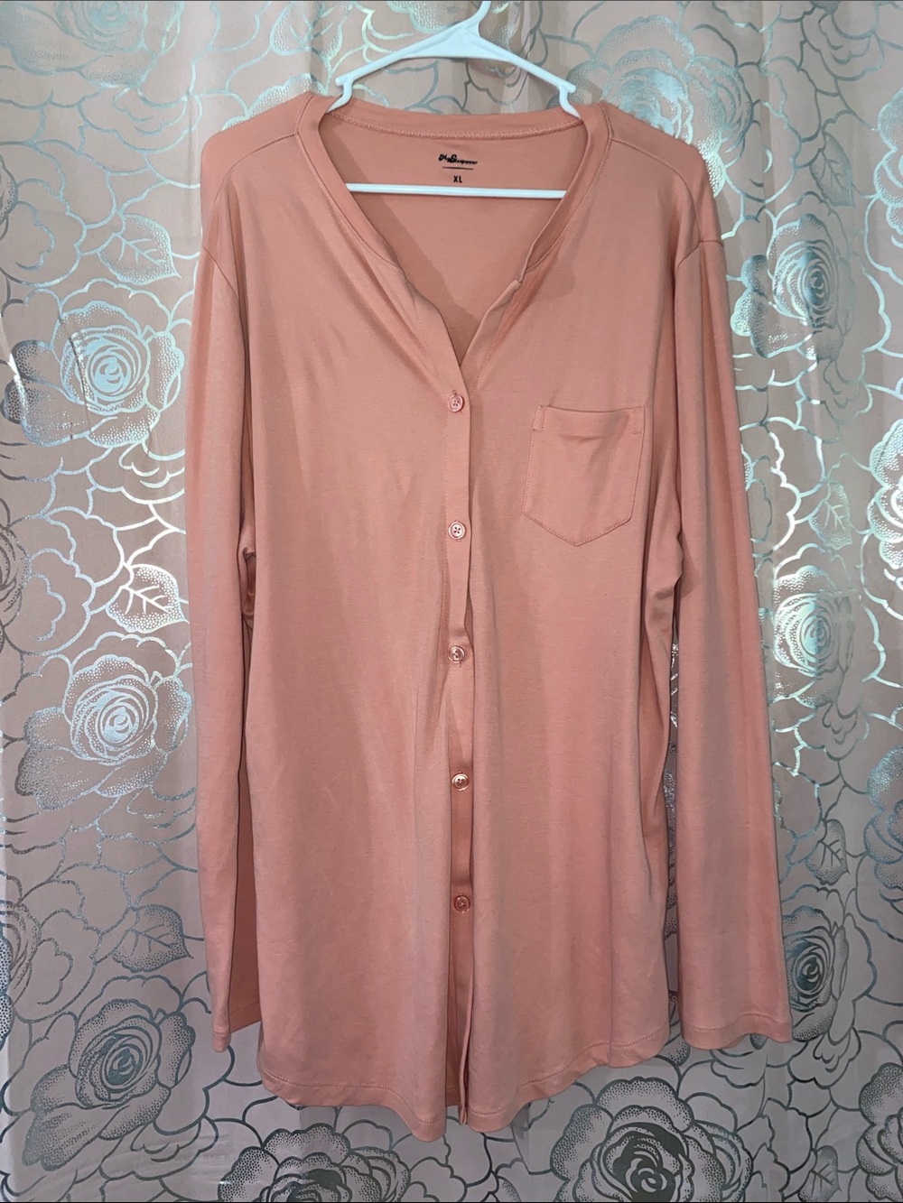 My Sleepwear by MyPillow Peach Long Sleeve Sleep Shirt Top - Size XL